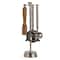 Hello Honey 5-Piece Stainless Steel and Mango Wood Bar Tools with Stand, Nickel Finish and Natural